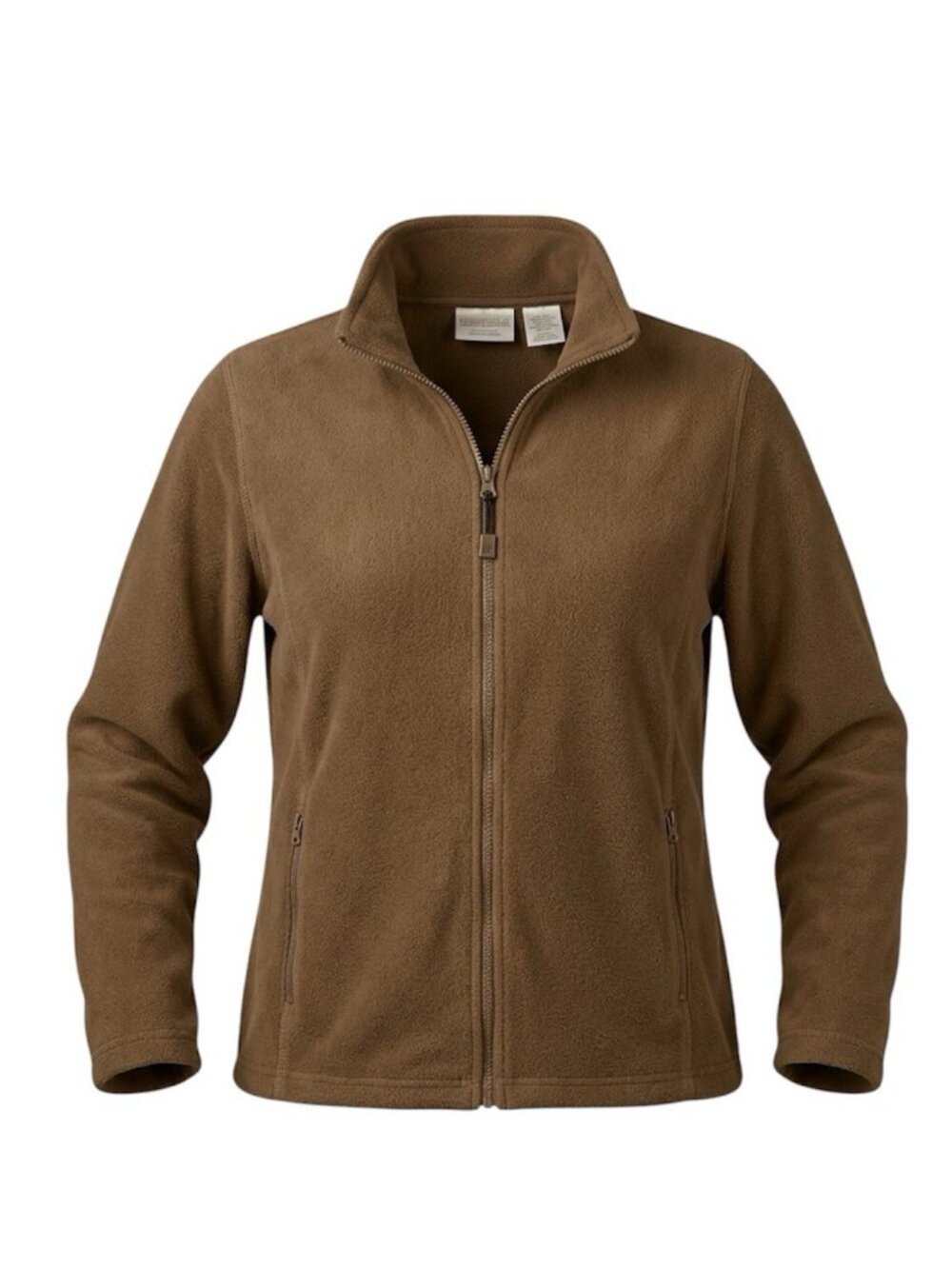 Baxter & Wells Petite M Brown Fleece Jacket Full Zip Mock Neck Soft Cozy Warm